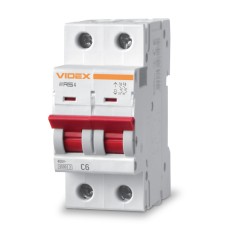 Автоматичний вимикач RS4 2п  6А С 4,5кА VIDEX RESIST