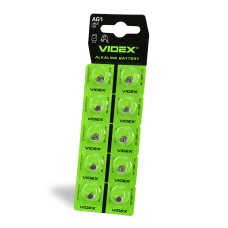 Батарейка годинникова Videx AG 1/LR621 BLISTER CARD 10 шт