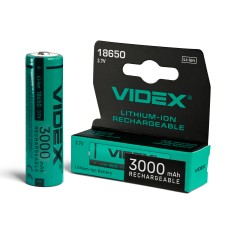 Акумулятор Videx літій-іонний 18650 (без захисту) 3000mAh color box/1шт