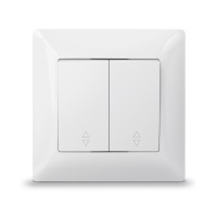 Вимикач двоклавішний прохідний білий TITANUM STANDARD (TF-ST-SW2P-W)