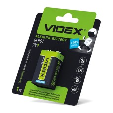 Батарейка лужна Videx 6LR61/9V (Крона) 1шт BLISTER (6LR61/9V/B)