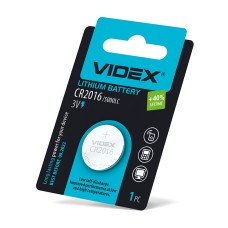 Батарейка літієва Videx CR2016 1шт BLISTER CARD (CR2016 1B)