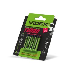 Батарейка лужна Videx LR03/AAA Turbo 4шт BLISTER (LR03T/AAA 4B)