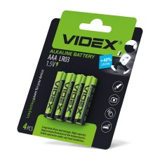 Батарейка лужна Videx LR03/AAA 4шт Blister Card (LR03/AAA 4pcs BC)