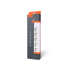 Мережевий подовжувач VIDEX ONCORD з/з 6п 3м (3x1.5мм) з кнопкою White