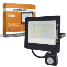 Прожектор світлодіодний з датчиком руху EVROLIGHT FM-01D-50 50W 6400К