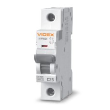Автоматичний вимикач RS6 1п 25А 6кА С VIDEX RESIST (VF-RS6-AV1C25)