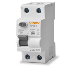 Диференційне реле VIDEX RESIST АС 2п 30мА 10кА 25А (VF-RS10-DR2AC25)