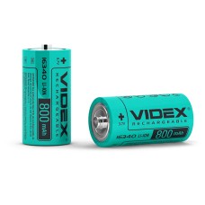 Акумулятор Videx Li-Ion 16340(без захисту) 800mAh 3,7V bulk10 (16340/800/10/1B)