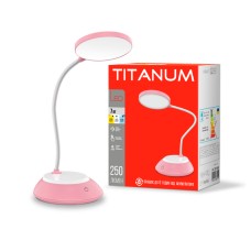 Лампа настiльна LED з акумулятором TITANUM TLTF-022P 7W 3000-6500K USB рожева (TLTF-022P)