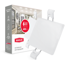 LED світильник точковий врізний MAXUS SP edge 6W, 4100К (квадрат)