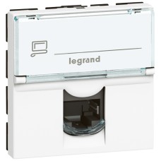 Розетка Legrand Mosaic, CAT 5e, RJ45, FTP, інформаційна, 2 модулі, білий