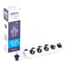 Лампа розжарювання Brevia BAX 12V 1.2W B8.5d Black CP, 10 pcs