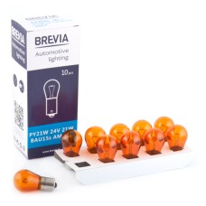 Лампа розжарювання Brevia PY21W 24V 21W BAU15s AMBER CP, 10 pcs