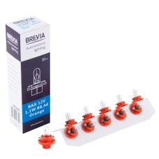 Лампа розжарювання Brevia BAX 12V 1,1W B8,4d Orange CP, 10 pcs