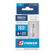 LED автолампа Brevia S-Power C5W (C10W) T11x36 180Lm 4x2835SMD 12V CANbus, 2шт