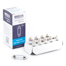 Лампа розжарювання Brevia C10W 12V 10W SV8.5 T11x37 CP, 10 pcs