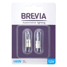 Лампа розжарювання Brevia H6W 12V 6W BA9s 2шт