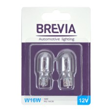 Лампа розжарювання Brevia W16W 12V 16W W2,1x9,5d B2, 2шт