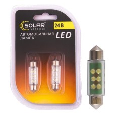 LED автолампа Solar 24V SV8.5 T11x39 6leds white 2шт