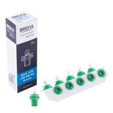 Лампа розжарювання Brevia BAX 12V 2W B8,5d Green CP, 10 pcs