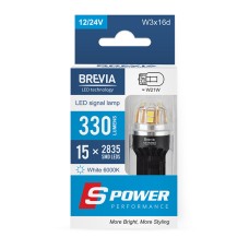 LED автолампа Brevia S-Power W21W 330Lm 15x2835SMD 12/24V CANbus, 2шт