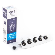 Лампа розжарювання Brevia BAX 12V 1.2W BX8.4d Black CP, 10 pcs