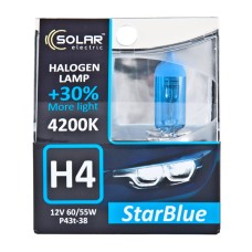 Галогенова лампа Solar H4 12V 60/55W P43t-38 StarBlue 4200K, SET