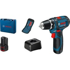 Шурупокрут-дриль акумуляторний Bosch GSR 12V-15 12В 2х2А/год 15-30Нм 0-400/400-1300об·хв 1кг набір 10 біт кейс