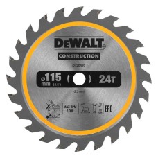 Диск пильний DeWALT Constrction 115х9.5мм 24T (DT20420)