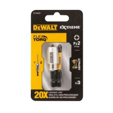 Біти + тримач DeWALT eXtreme PZ2 57мм 3шт. (DT70535T)