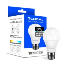 Світлодіодна лампа Global A60 8W яскраве світло E27