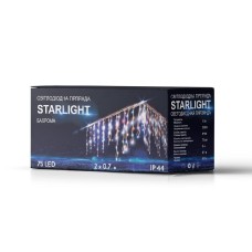 Гірлянда вулична STARLIGHT бахрома білий/жовтий Flash 75LED IP44 прозорий 2x0,7м