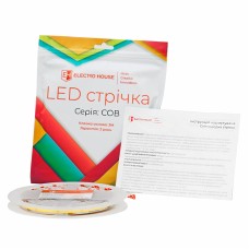 LED стрічка 9Вт 24 В  COB  252 діодів 100Лм/Вт теплий білий 2800К (серія COB), гарантія 3 роки