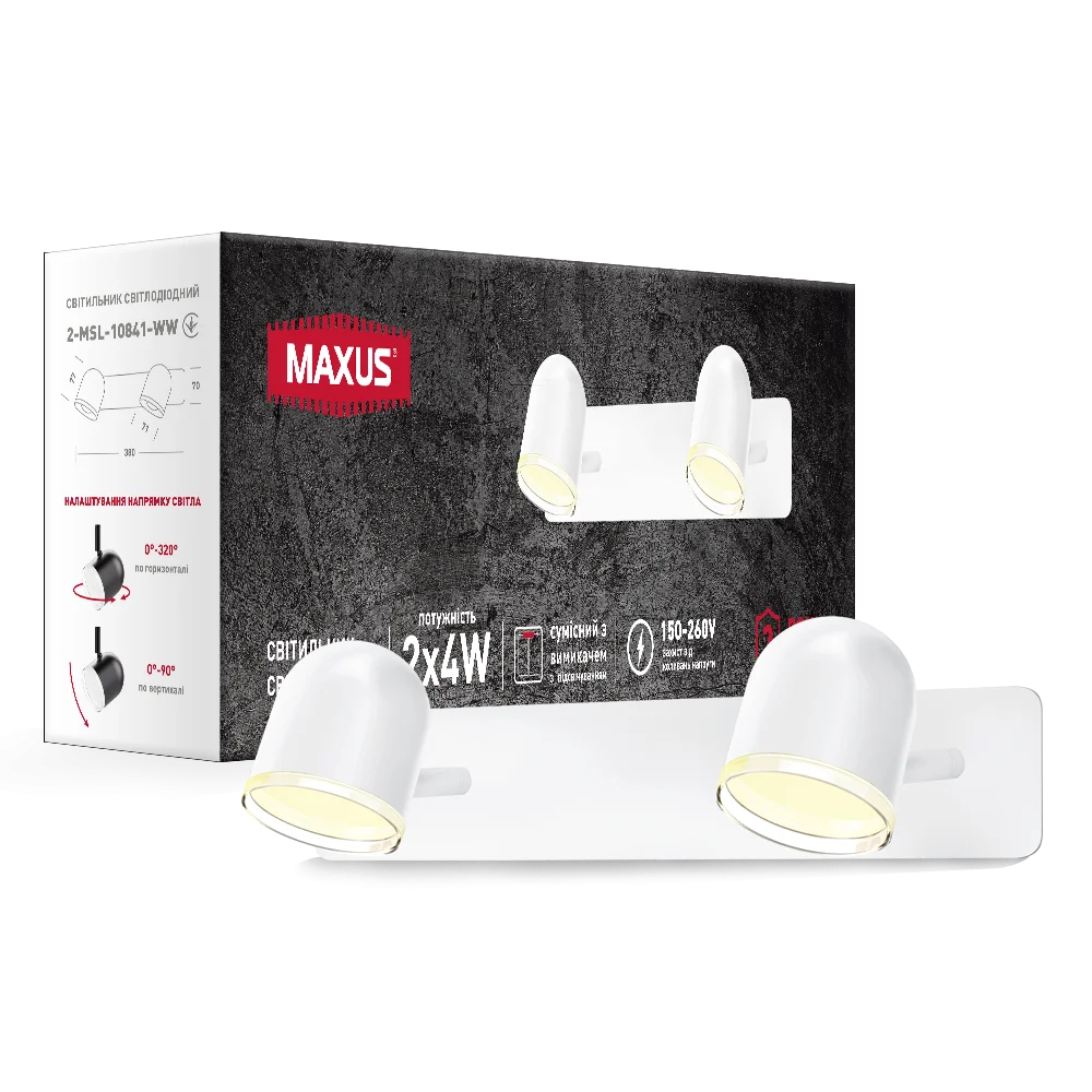 Спот світильник на 2 лампи MAXUS MSL-01W 2x4W 4100K білий