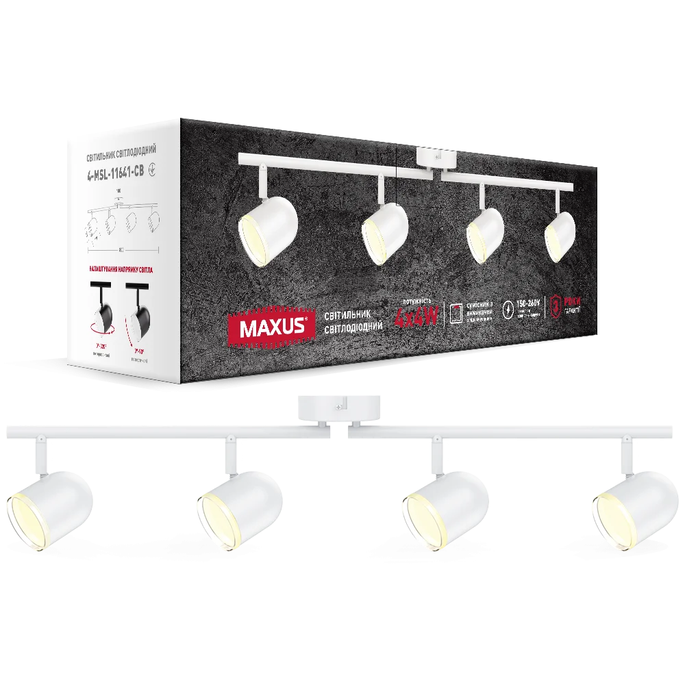 Спот світильник на 4 лампи MAXUS MSL-01C 4x4W 4100K білий