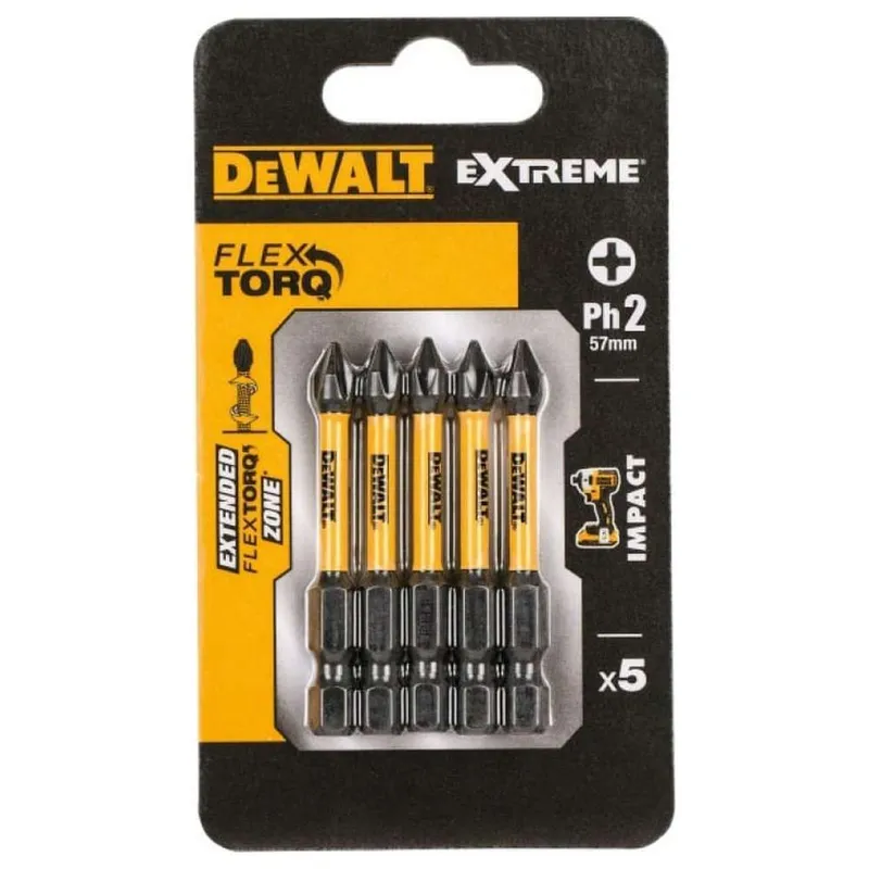 Біти DeWALT eXtreme PH2 57мм 5pcs. (DT7998T)